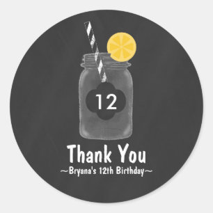 Chalkboard Mason Jar Birthday Party Favour Sticker
