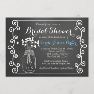 Chalkboard Mason Jar Bridal Shower Invitation