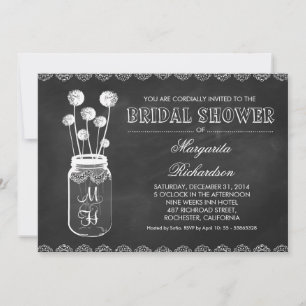 Chalkboard mason jar bridal shower invitations