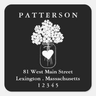 Chalkboard Mason Jar Floral Return Address Label