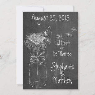 CHALKBOARD MASON JAR GARDEN WEDDING INVITATION