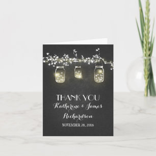 Chalkboard Mason Jar Lights Rustic Wedding Thanks Thank You Card
