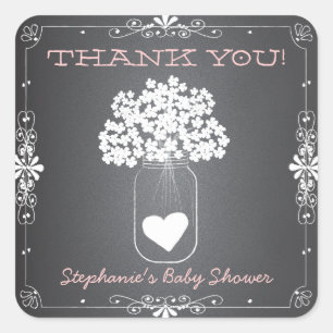 Chalkboard Mason Jar Thank You Favour Stickers