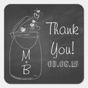 chalkboard mason jar thank you stickers