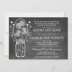 Chalkboard Mason Jar Vintage Typography Invite