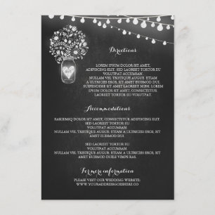 Chalkboard mason jar wedding details card