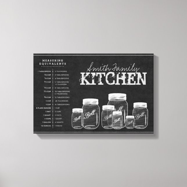 Chalkboard Mason Jars Kitchen Canvas Print (Front)