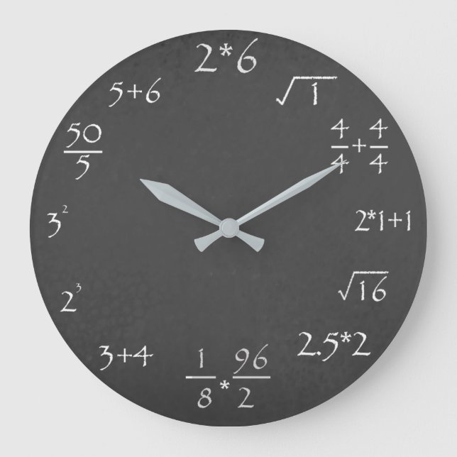 Chalkboard Math Time Large Clock (Front)