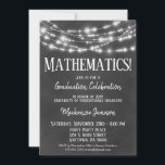 Chalkboard Mathematics Graduation Party Invitation<br><div class="desc">A fun black and white chalkboard Mathematics graduation party invitation with glowing lights at the top.</div>