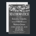 Chalkboard Mathematics Graduation Party Invitation<br><div class="desc">A fun black and white chalkboard Mathematics graduation party invitation with glowing lights at the top.</div>