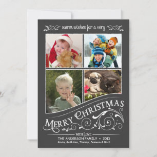 Chalkboard Merry Christmas 4-Photo Flat Card