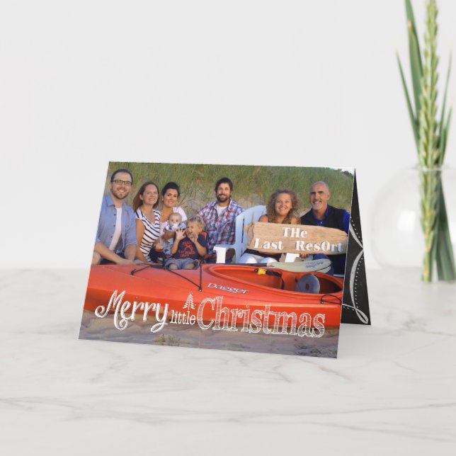 Chalkboard Merry Christmas Family Photo Card (Front)