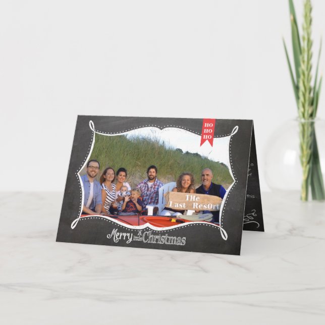 Chalkboard Merry Christmas Family Photo Card (Front)