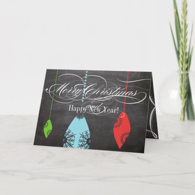 Chalkboard Merry Christmas Family Photo Card (Front)