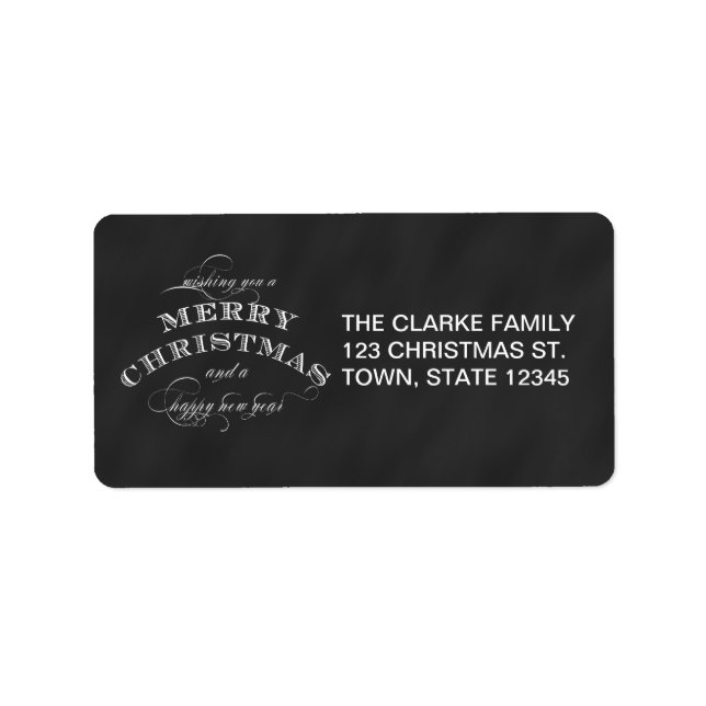 CHALKBOARD MERRY CHRISTMAS HOLIDAY GREETING LABEL (Front)