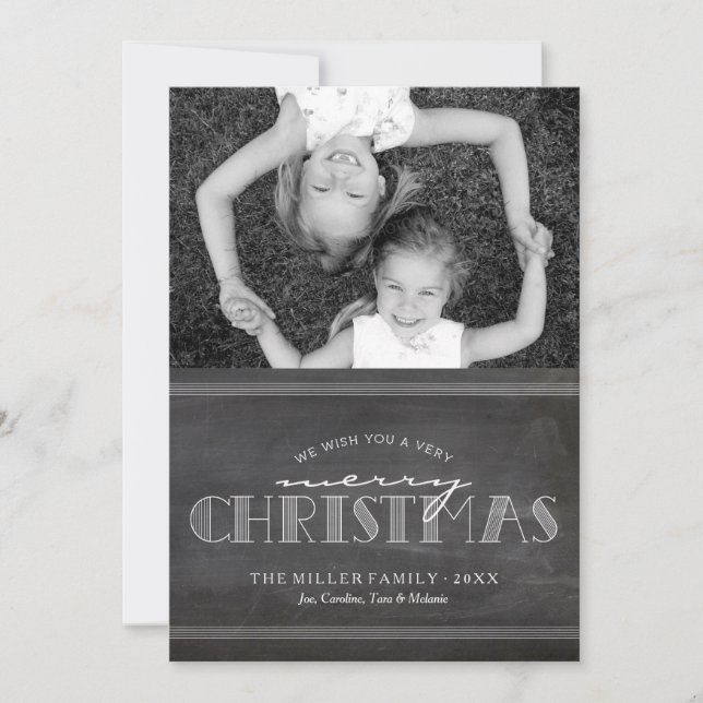 Chalkboard Merry Christmas Holiday Letter Card (Front)
