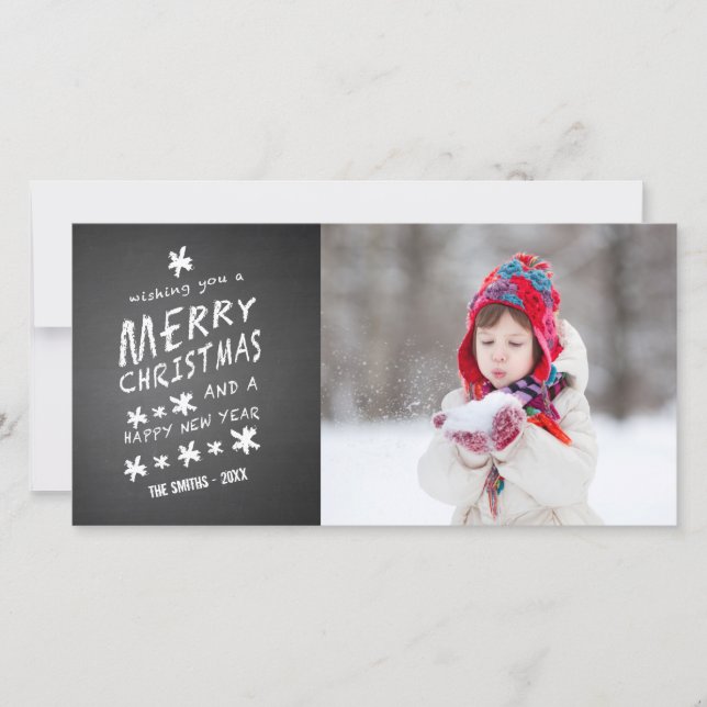 CHALKBOARD MERRY CHRISTMAS | HOLIDAY PHOTO CARD (Front)