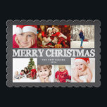 Chalkboard Merry Christmas Photo Collage Holiday Card<br><div class="desc">Space for seven wonderful photos of your beautiful family! With a festive greeting of "Merry Christmas" with a chalk written effect set against a chalkboard styled background, this 5x7 card features modern typography, scalloped edges and simple styling to highlight your family photos. Room on the back for your own personal...</div>