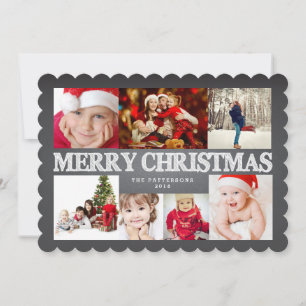 Chalkboard Merry Christmas Photo Collage Holiday Card