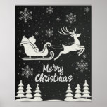 Chalkboard Merry Christmas Poster with Reindeer<br><div class="desc">Celebrate the holiday season with this charming chalkboard-style Merry Christmas poster. Featuring a delightful reindeer pulling Santa’s sleigh through a snowy night, this vintage-inspired design brings a rustic, festive feel to any space. Snowflakes and Christmas trees add to the wintery scene, perfect for holiday decor, offices, classrooms, or gifting. The...</div>