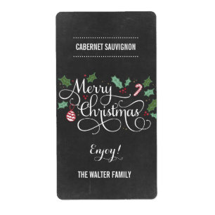 Chalkboard Merry Christmas Wine Bottle Labels