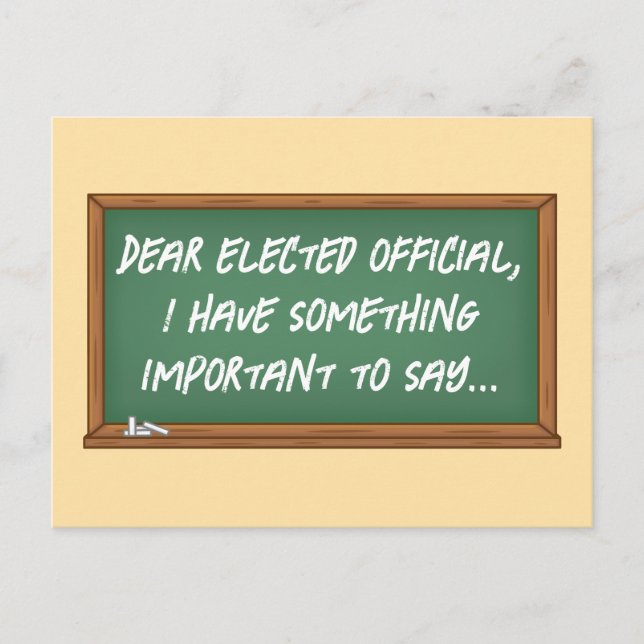 Chalkboard Message to Elected Officials Postcard (Front)