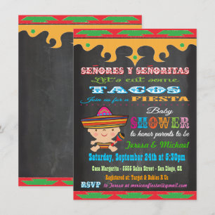 Chalkboard Mexican Fiesta Baby Shower invitations