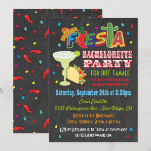 Chalkboard Mexican Fiesta Bachelorette Party Invitation
