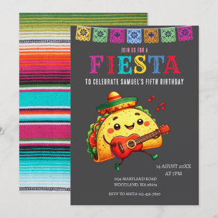 Chalkboard Mexican Fiesta Birthday Party  Invitation