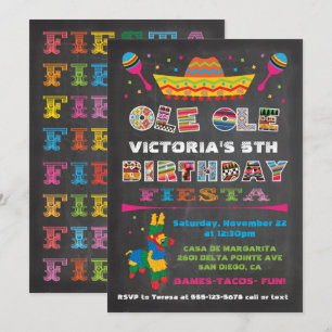 Chalkboard Mexican Fiesta Birthday Party Invitation