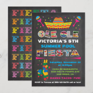 Chalkboard Mexican Fiesta Birthday Party Invitation