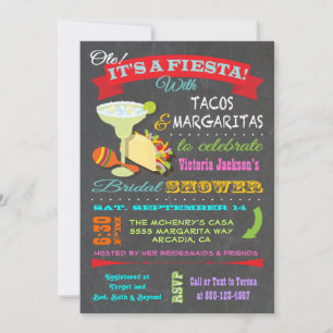Chalkboard Mexican Fiesta Bridal Shower Invitation
