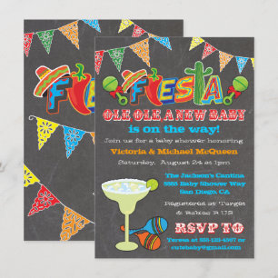 Chalkboard Mexican Fiesta Couples Baby Shower Invitation