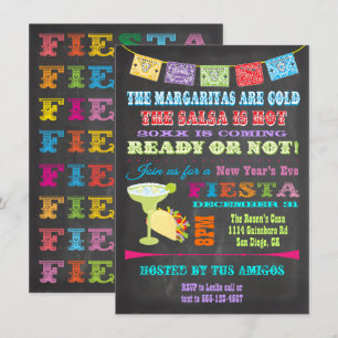 Chalkboard Mexican Fiesta New Year's Eve Party Invitation