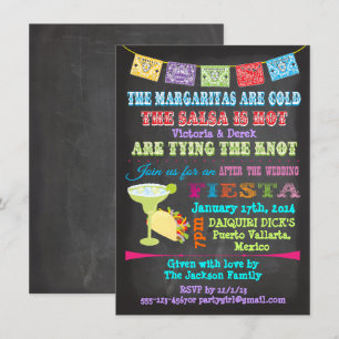 Chalkboard Mexican Fiesta Post Wedding Invitation