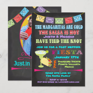 Chalkboard mexican fiesta post wedding invitation