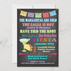 Chalkboard Mexican Fiesta Post Wedding Invites