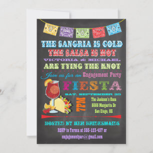 Chalkboard Mexican Fiesta Sangria Rehearsal Dinner Invitation