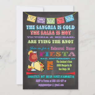 Chalkboard Mexican Fiesta Sangria Rehearsal Dinner Invitation