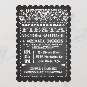 Chalkboard Mexican Wedding Papel Picado Invitation