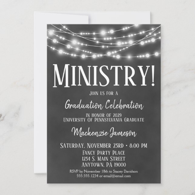 Chalkboard Ministry Graduation Party Invitation (Front)