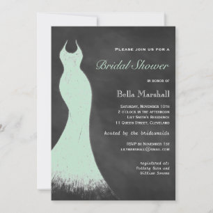 Chalkboard Mint Green Bridal Shower Invitation