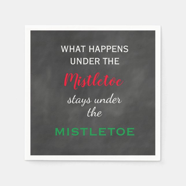 Chalkboard Mistletoe Holiday Napkin (Front)