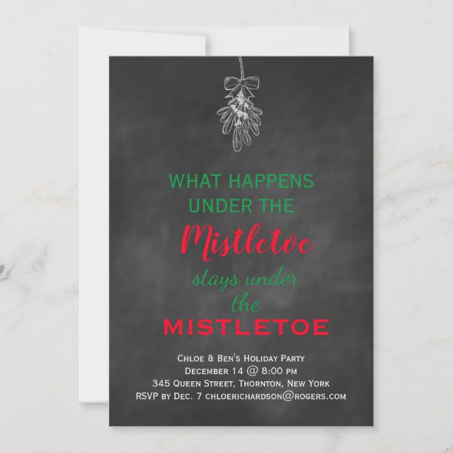 Chalkboard Mistletoe Holiday Party Invitation (Front)