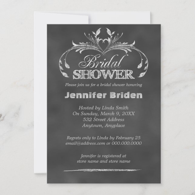 Chalkboard Modern Bridal Shower Invitations (Front)