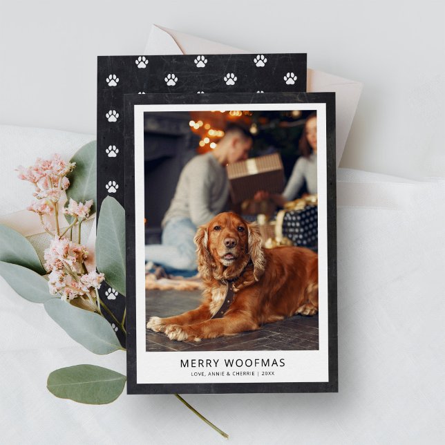 Chalkboard Modern Minimal Merry Woofmas Holiday Card (Creator Uploaded)