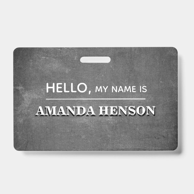 Chalkboard Modern My name is ID Badge (Front)
