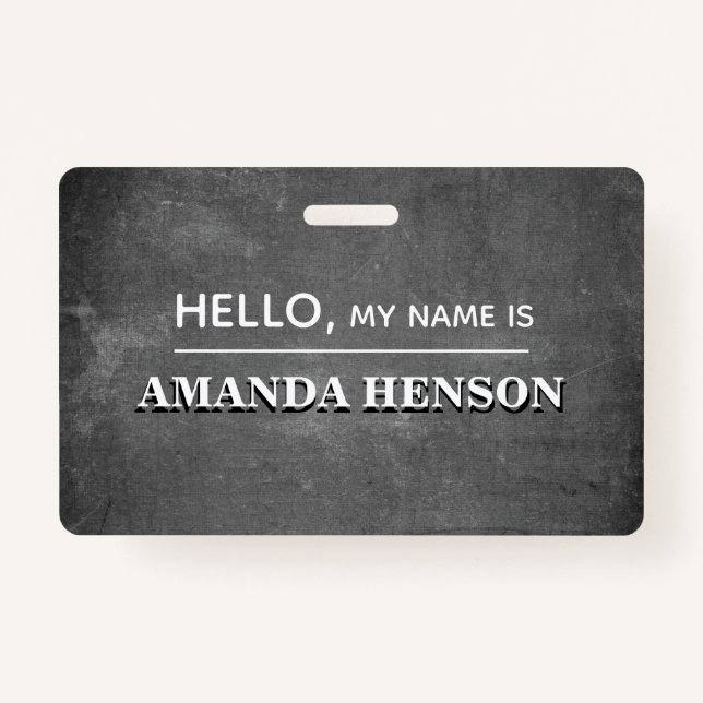 Chalkboard Modern My name is ID Badge (Front)