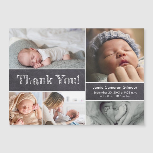 Chalkboard Modern Photos Baby Shower Thank you (Front)