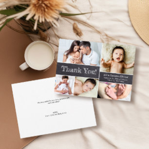 Chalkboard Modern Photos Baby Shower Thank you Card
